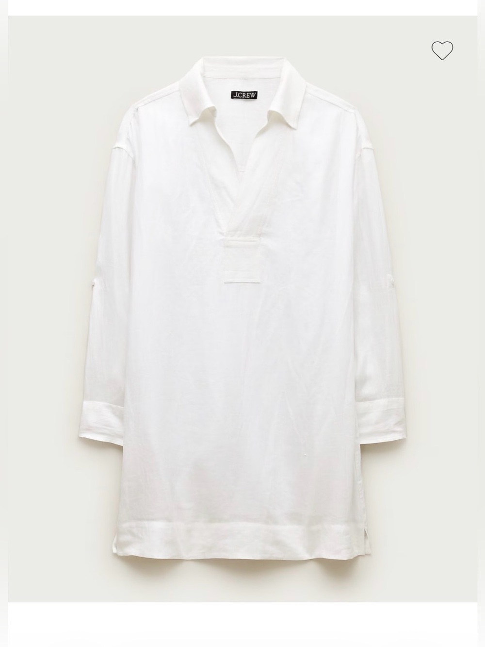 J. Crew white Linen Collared Long Sleeve Mini Dress Tunic M